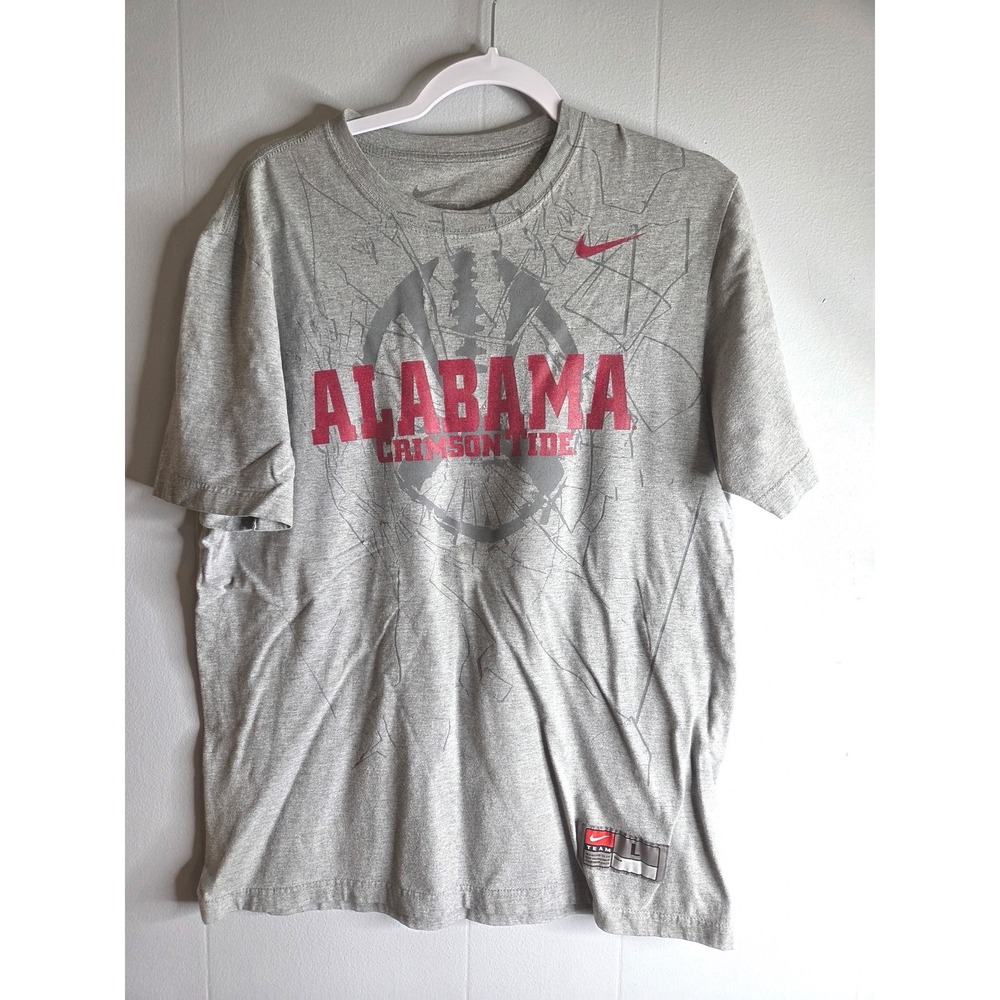 Nike Alabama Crimson Tide Bama Mens Gray Graphic T-Shirt Size L Standard Fit